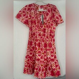 NWT Women's Anthropologie Shibori Pink Somerset Mini Dress - Size Medium